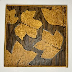 Vintage Maple Leaf Wall Art Tile, Handmade MCM